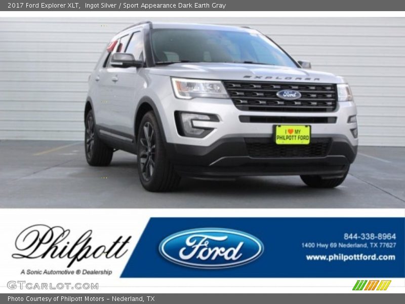 Ingot Silver / Sport Appearance Dark Earth Gray 2017 Ford Explorer XLT