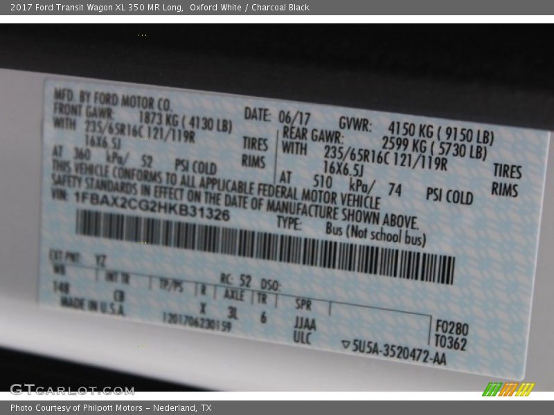 Oxford White / Charcoal Black 2017 Ford Transit Wagon XL 350 MR Long