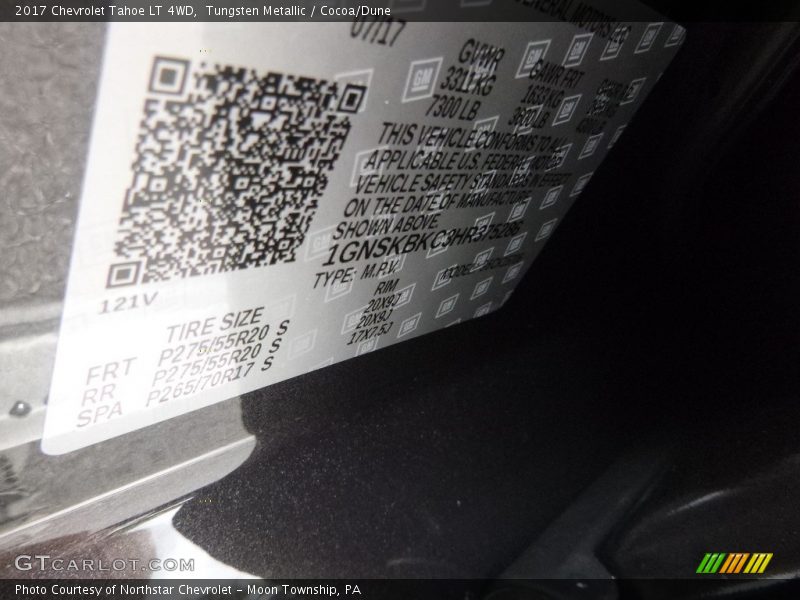 Tungsten Metallic / Cocoa/Dune 2017 Chevrolet Tahoe LT 4WD