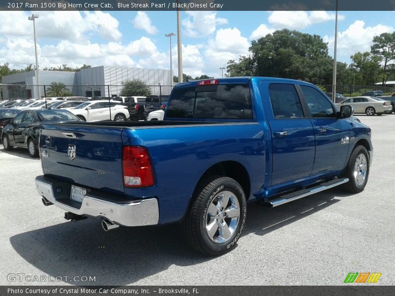 Blue Streak Pearl / Black/Diesel Gray 2017 Ram 1500 Big Horn Crew Cab