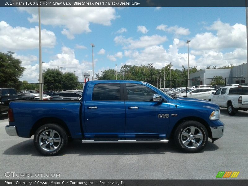 Blue Streak Pearl / Black/Diesel Gray 2017 Ram 1500 Big Horn Crew Cab