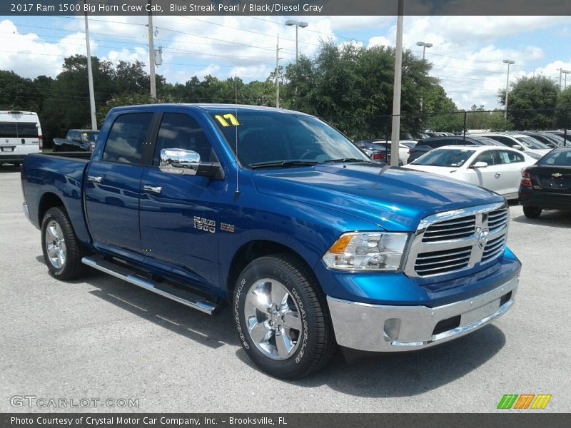 Blue Streak Pearl / Black/Diesel Gray 2017 Ram 1500 Big Horn Crew Cab