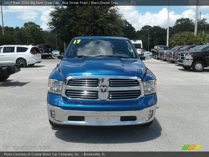 Blue Streak Pearl / Black/Diesel Gray 2017 Ram 1500 Big Horn Crew Cab