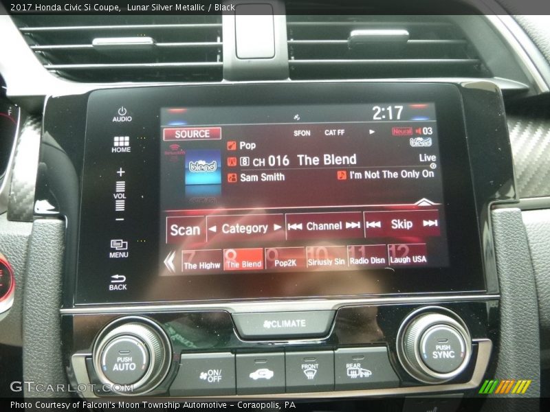 Lunar Silver Metallic / Black 2017 Honda Civic Si Coupe