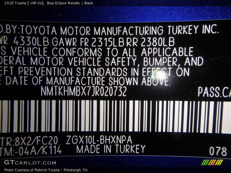 Blue Eclipse Metallic / Black 2018 Toyota C-HR XLE