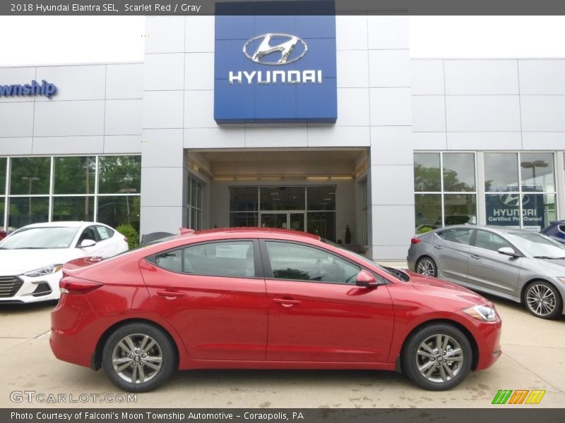 Scarlet Red / Gray 2018 Hyundai Elantra SEL