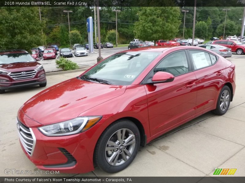 Scarlet Red / Gray 2018 Hyundai Elantra SEL