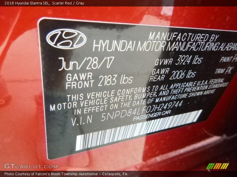 Scarlet Red / Gray 2018 Hyundai Elantra SEL