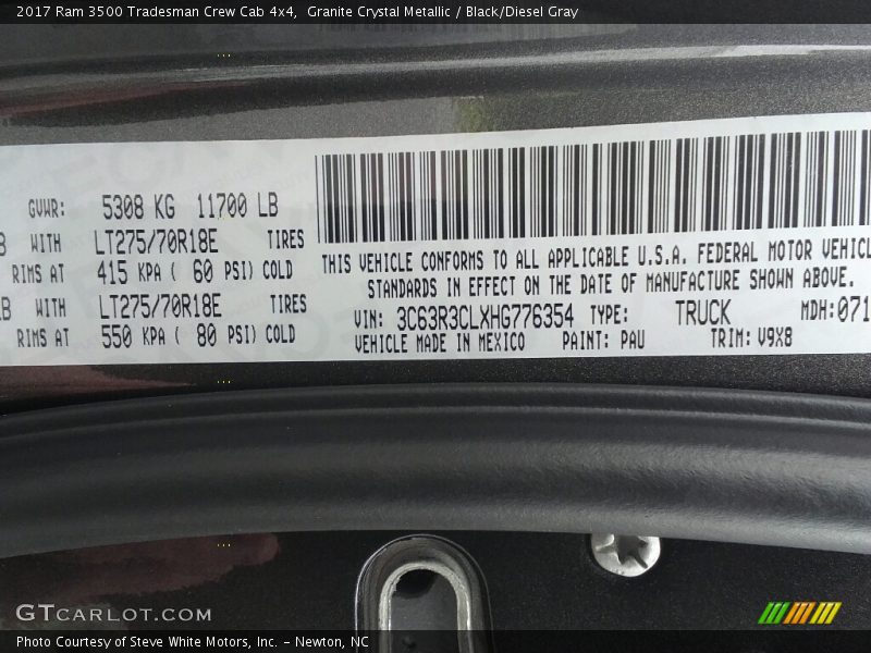 Granite Crystal Metallic / Black/Diesel Gray 2017 Ram 3500 Tradesman Crew Cab 4x4