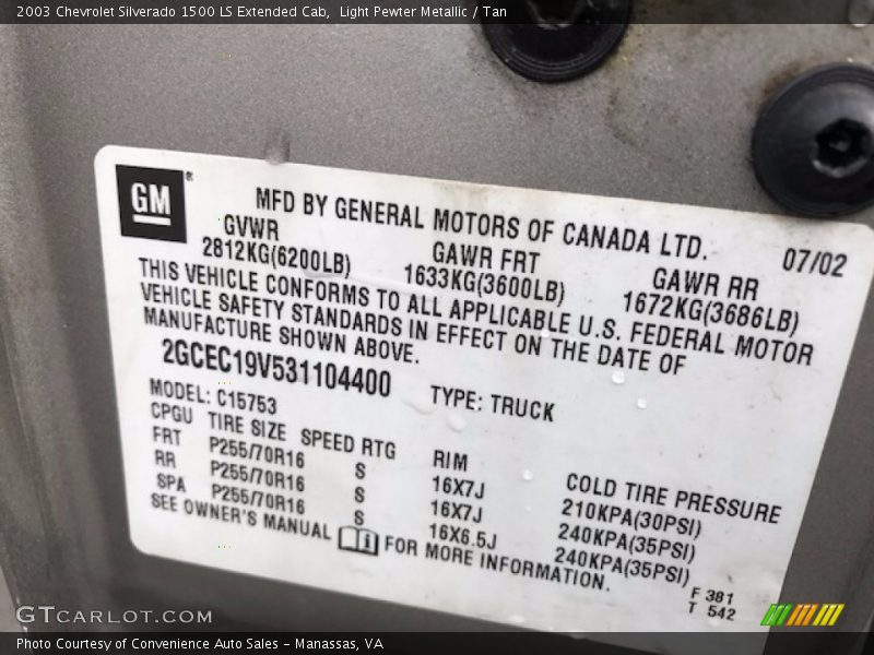 Light Pewter Metallic / Tan 2003 Chevrolet Silverado 1500 LS Extended Cab