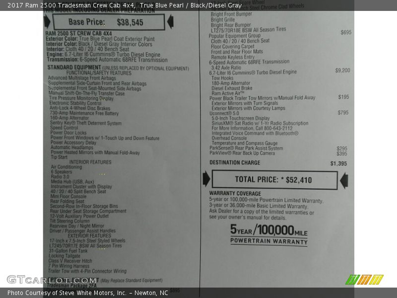 True Blue Pearl / Black/Diesel Gray 2017 Ram 2500 Tradesman Crew Cab 4x4