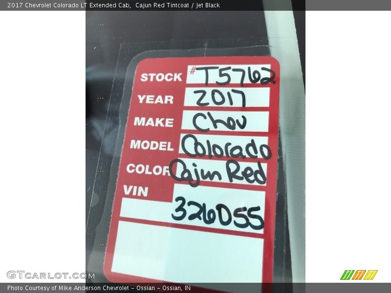 Cajun Red Tintcoat / Jet Black 2017 Chevrolet Colorado LT Extended Cab