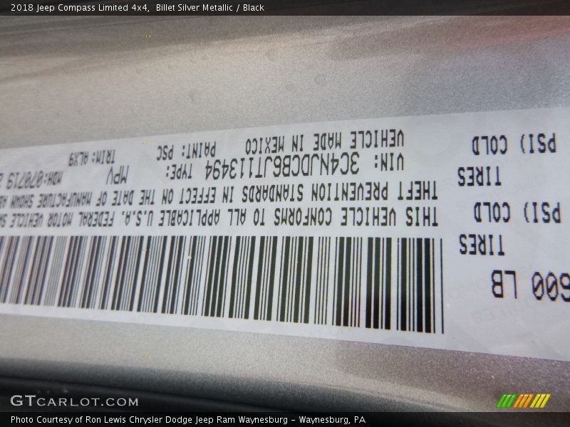 Billet Silver Metallic / Black 2018 Jeep Compass Limited 4x4