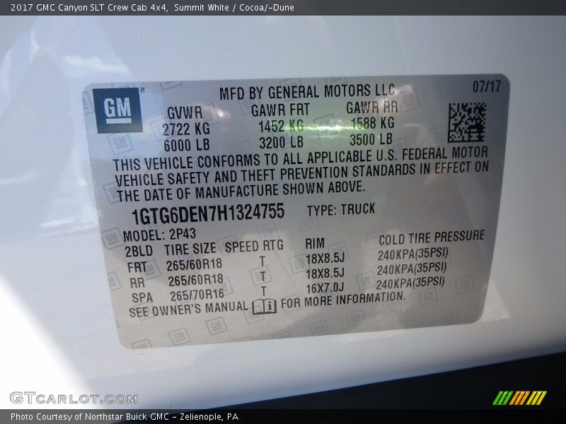 Summit White / Cocoa/­Dune 2017 GMC Canyon SLT Crew Cab 4x4