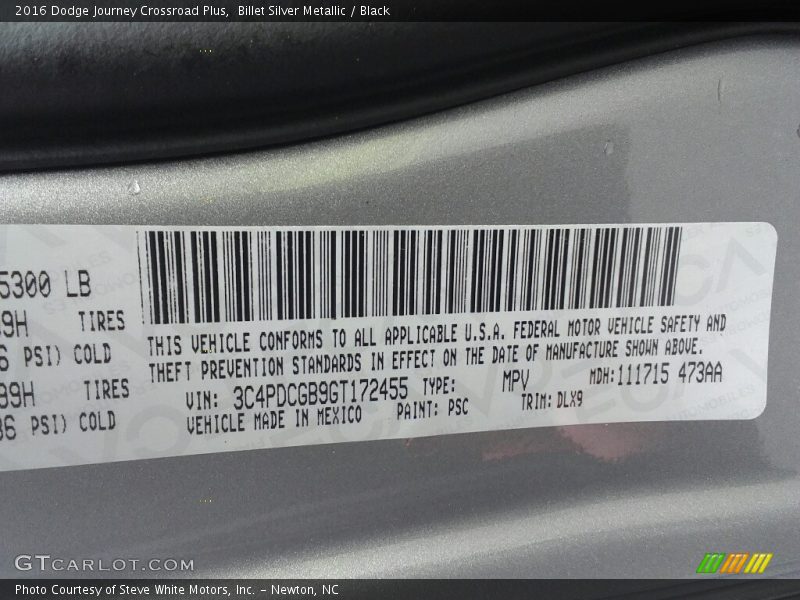 Billet Silver Metallic / Black 2016 Dodge Journey Crossroad Plus