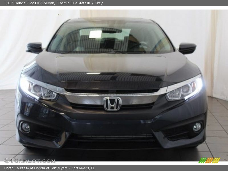 Cosmic Blue Metallic / Gray 2017 Honda Civic EX-L Sedan