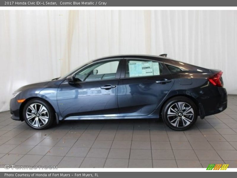 Cosmic Blue Metallic / Gray 2017 Honda Civic EX-L Sedan