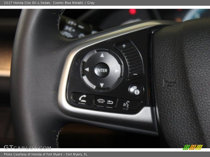 Cosmic Blue Metallic / Gray 2017 Honda Civic EX-L Sedan