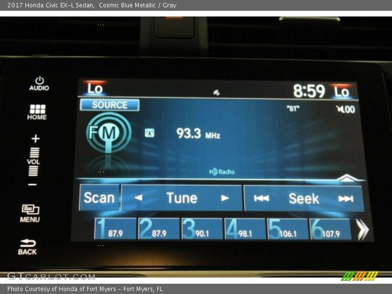 Cosmic Blue Metallic / Gray 2017 Honda Civic EX-L Sedan