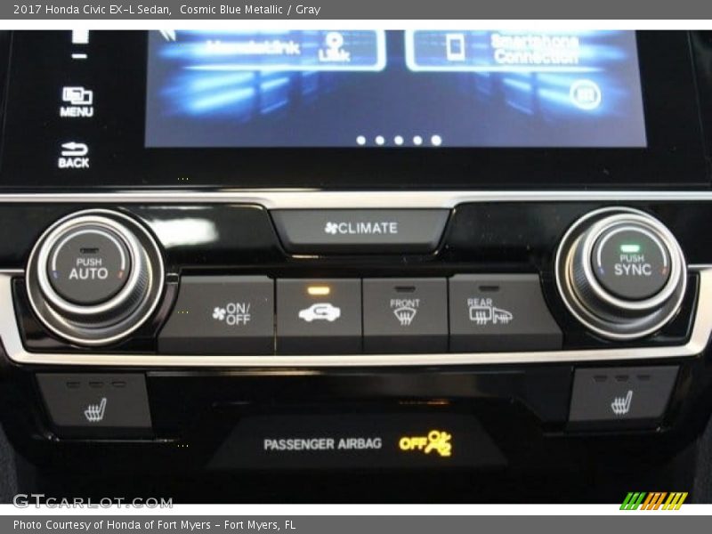 Cosmic Blue Metallic / Gray 2017 Honda Civic EX-L Sedan