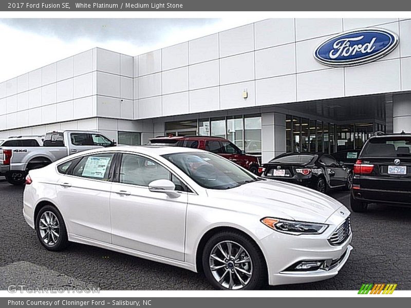 White Platinum / Medium Light Stone 2017 Ford Fusion SE