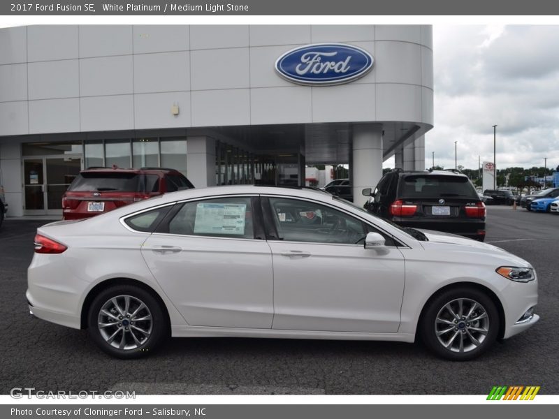 White Platinum / Medium Light Stone 2017 Ford Fusion SE