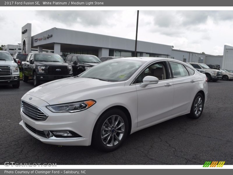 White Platinum / Medium Light Stone 2017 Ford Fusion SE