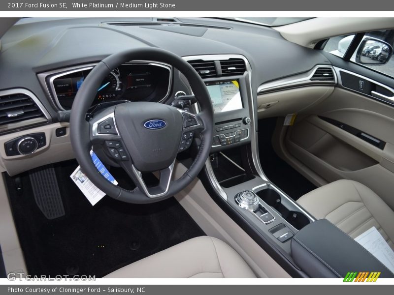 White Platinum / Medium Light Stone 2017 Ford Fusion SE
