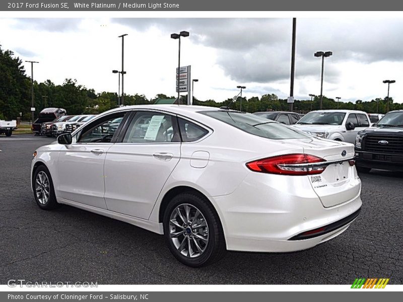 White Platinum / Medium Light Stone 2017 Ford Fusion SE