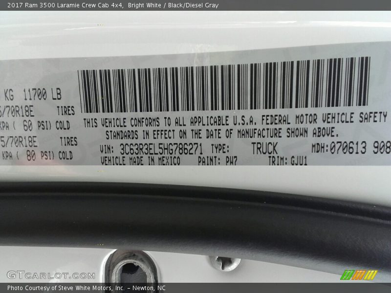 Bright White / Black/Diesel Gray 2017 Ram 3500 Laramie Crew Cab 4x4