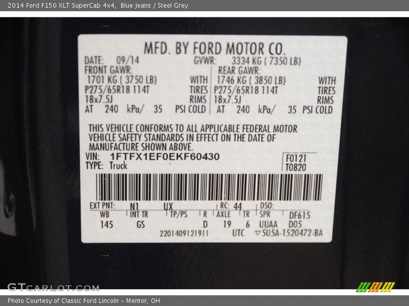 Blue Jeans / Steel Grey 2014 Ford F150 XLT SuperCab 4x4