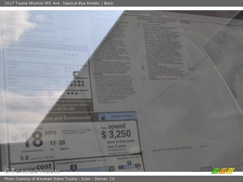 Nautical Blue Metallic / Black 2017 Toyota 4Runner SR5 4x4