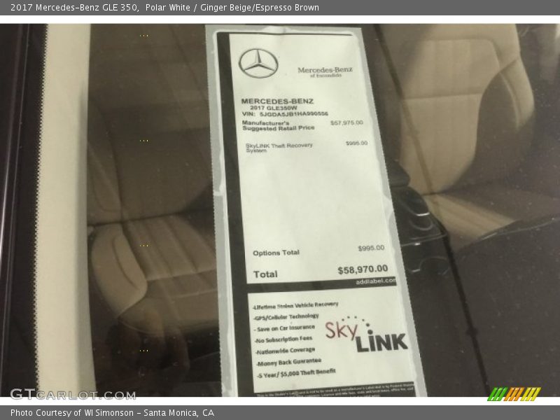 Polar White / Ginger Beige/Espresso Brown 2017 Mercedes-Benz GLE 350