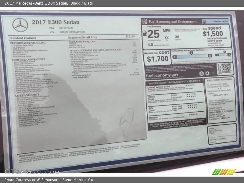Black / Black 2017 Mercedes-Benz E 300 Sedan