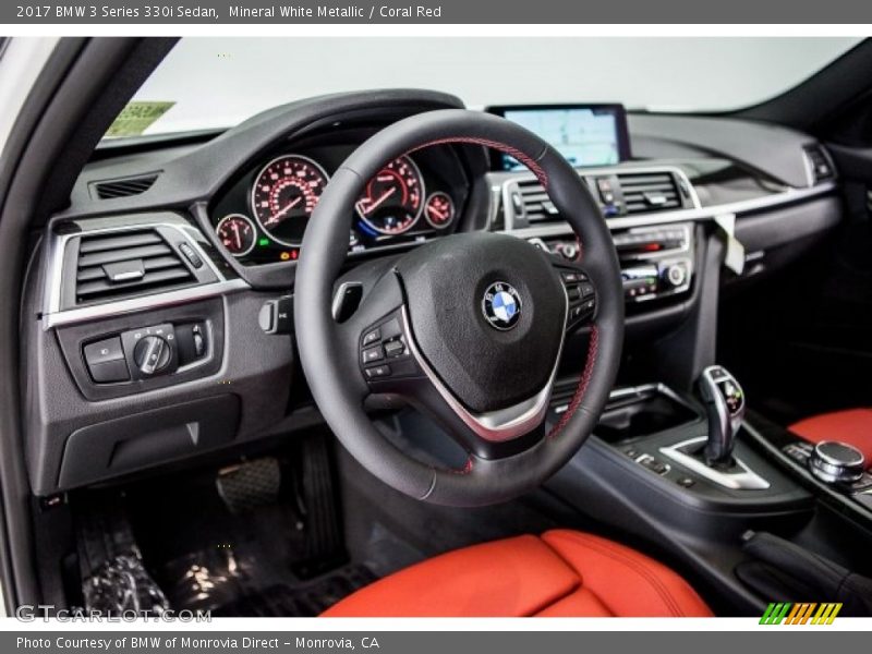 Mineral White Metallic / Coral Red 2017 BMW 3 Series 330i Sedan