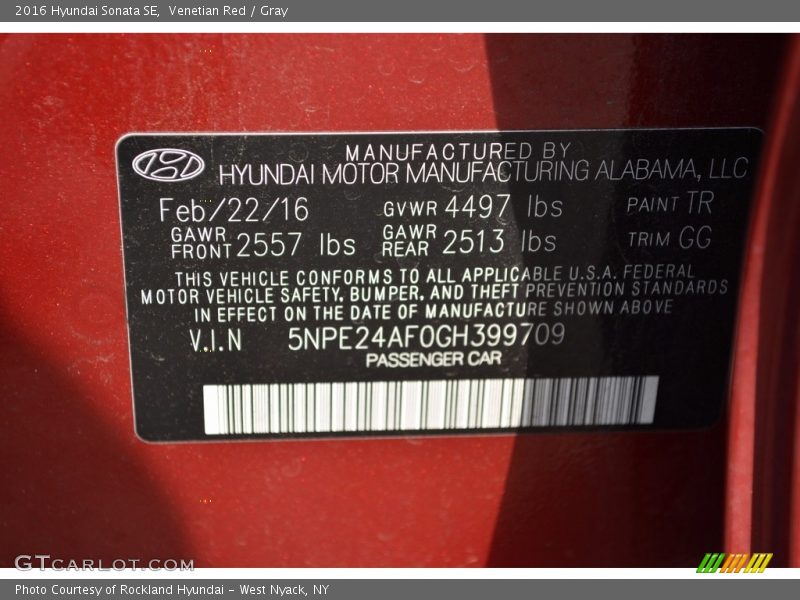 Venetian Red / Gray 2016 Hyundai Sonata SE