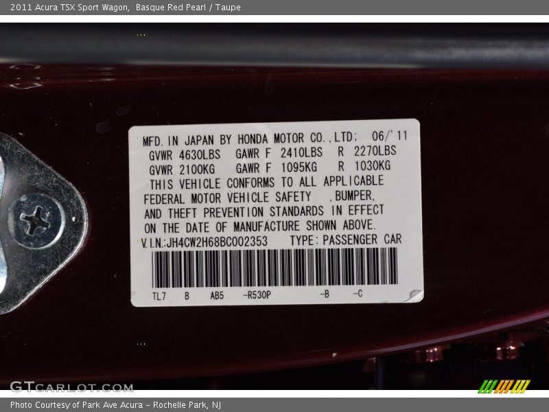 Basque Red Pearl / Taupe 2011 Acura TSX Sport Wagon