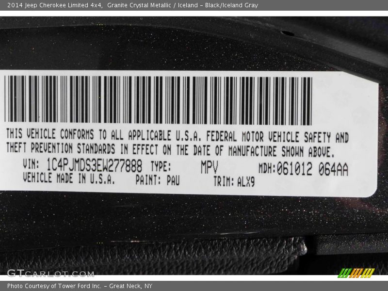Granite Crystal Metallic / Iceland - Black/Iceland Gray 2014 Jeep Cherokee Limited 4x4