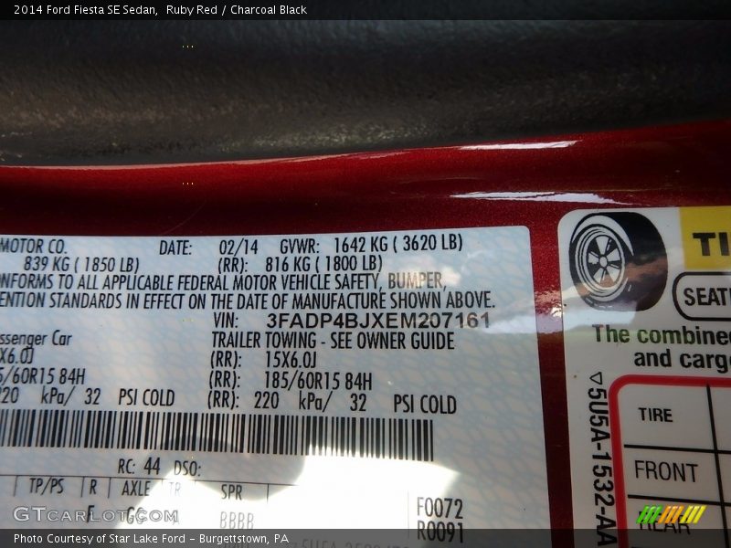 Ruby Red / Charcoal Black 2014 Ford Fiesta SE Sedan