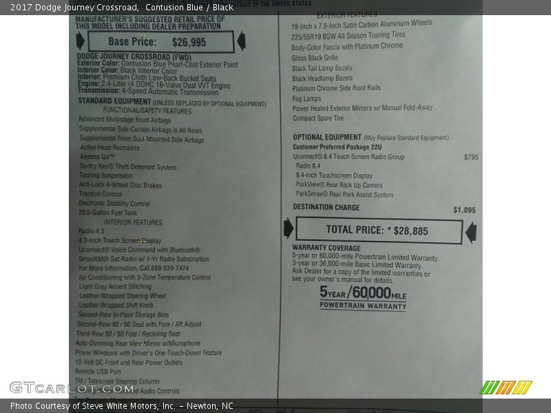 Contusion Blue / Black 2017 Dodge Journey Crossroad