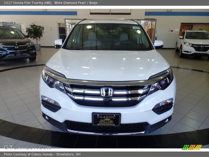 White Diamond Pearl / Beige 2017 Honda Pilot Touring AWD