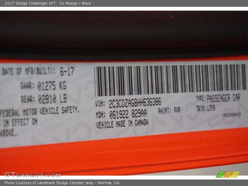 Go Mango / Black 2017 Dodge Challenger SXT