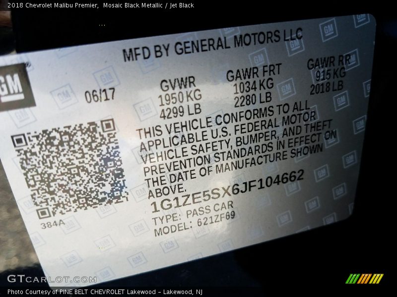 Mosaic Black Metallic / Jet Black 2018 Chevrolet Malibu Premier