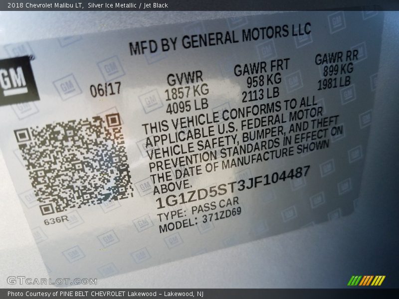 Silver Ice Metallic / Jet Black 2018 Chevrolet Malibu LT