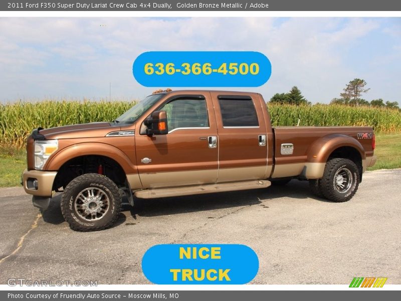 Golden Bronze Metallic / Adobe 2011 Ford F350 Super Duty Lariat Crew Cab 4x4 Dually