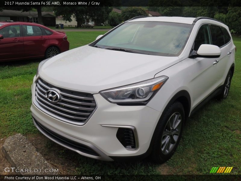 Monaco White / Gray 2017 Hyundai Santa Fe SE AWD
