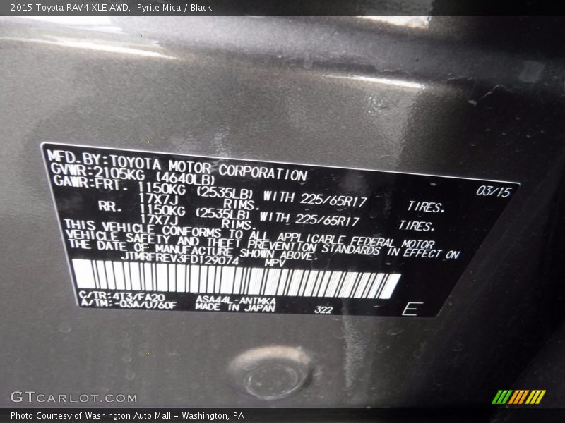 Pyrite Mica / Black 2015 Toyota RAV4 XLE AWD