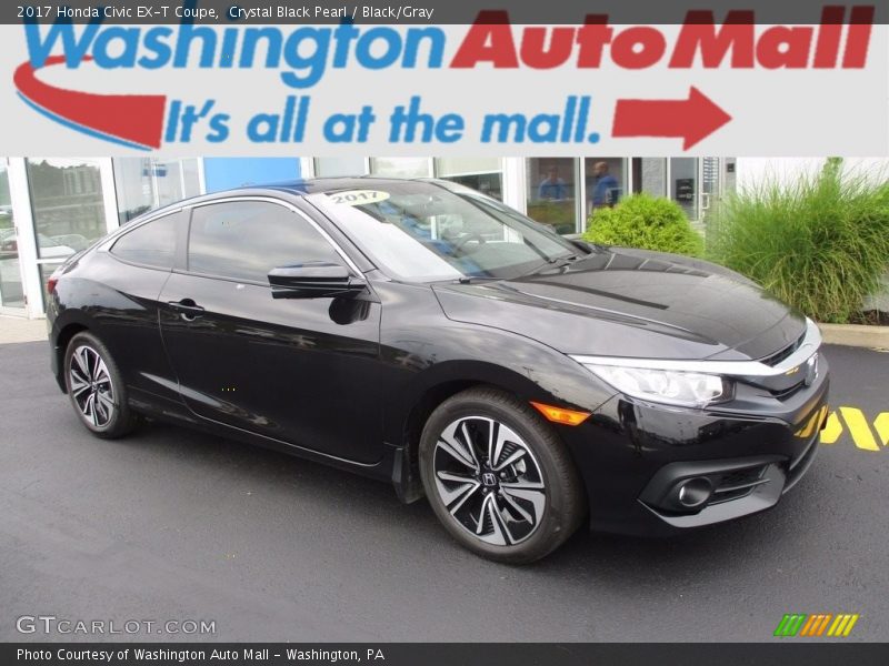 Crystal Black Pearl / Black/Gray 2017 Honda Civic EX-T Coupe
