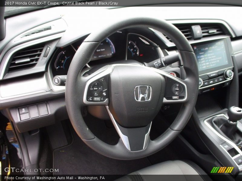 Crystal Black Pearl / Black/Gray 2017 Honda Civic EX-T Coupe
