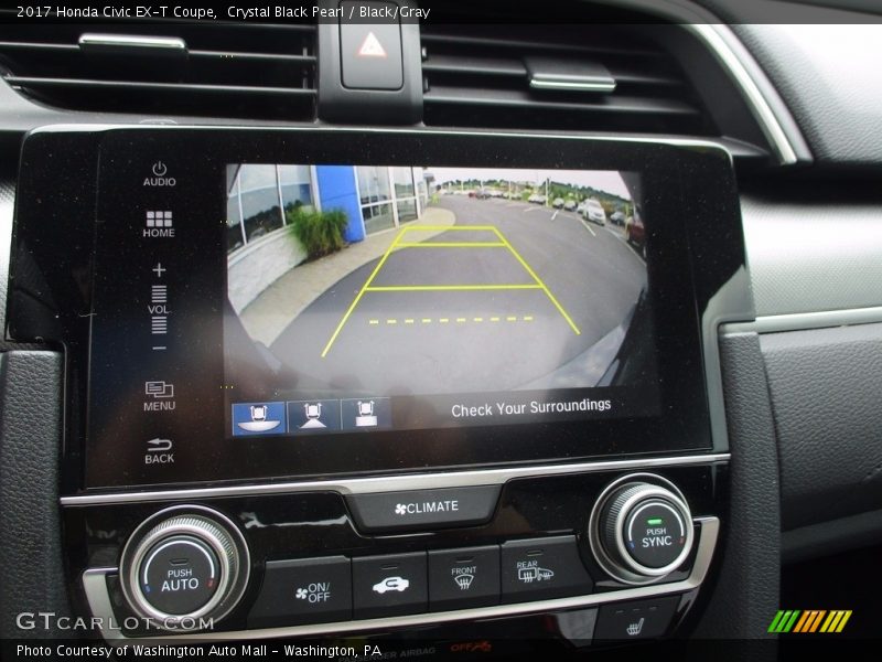 Crystal Black Pearl / Black/Gray 2017 Honda Civic EX-T Coupe